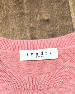 SANDRO Paris Pink Lip Short Sleeve Sweater