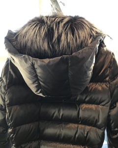 PRADA Puffer Down Coat With Silver Fox Fur Collar and Detachable Hood