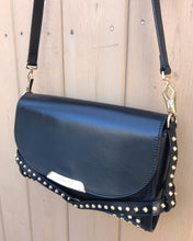 Load image into Gallery viewer, BURBERRY Small Abbott Gold Studded Black Leather Crossbody Bag

