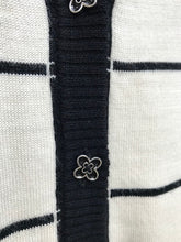 Load image into Gallery viewer, PINK TARTAN Black Cream Pattern V-Neck Wool Cardigan
