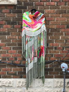 MISSONI Multi Colour Pattern Crochet Fringe Embellished Dress
