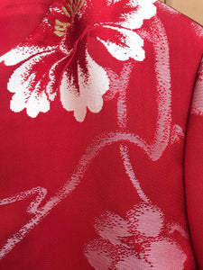 ANNE KLEIN Red Floral Print Open Jacket