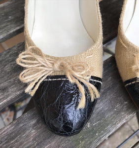 PRADA Tweed & Patent Leather Round Toe High Heel Pumps