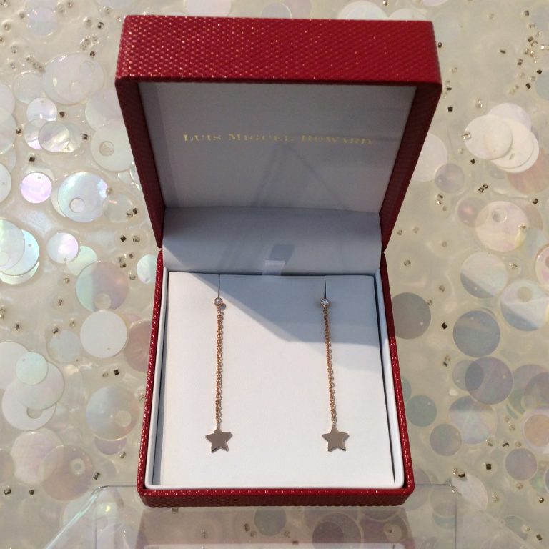 LUIS MIGUEL HOWARD Rose Gold and Diamond Star Dangling Earrings