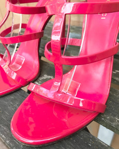 GUCCI Ursula Patent Leather Gladiator High Heel Sandals