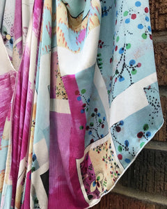 CHRISTIAN DIOR Boutique Paris Multi Colour Print Silk Midi Dress