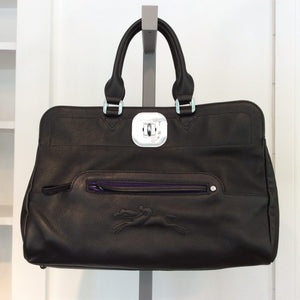 LONGCHAMP Black Leather Top Handle Bag