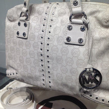 Load image into Gallery viewer, MICHAEL MICHAEL KORS Leather Logo Studded Bowling Top Handle/ Crossbody Bag
